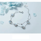 925 Silver Moonstone Bracelet Double Layer Bracelet for Women