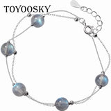 925 Silver Moonstone Bracelet Double Layer Bracelet for Women