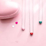 925 Silver Necklace Women Glaze Heart Pendant Necklaces