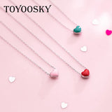 925 Silver Necklace Women Glaze Heart Pendant Necklaces