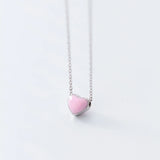 925 Silver Necklace Women Glaze Heart Pendant Necklaces