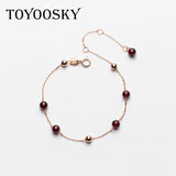 925 Silver Red Crystal Charms Bracelet for Women