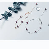 925 Silver Red Crystal Charms Bracelet for Women