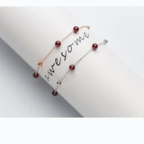 925 Silver Red Crystal Charms Bracelet for Women