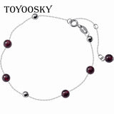 925 Silver Red Crystal Charms Bracelet for Women