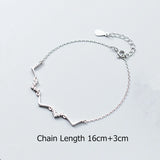 925 Silver V Letter Bracelet with Zircon Stone for Women