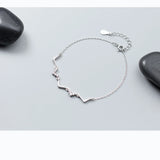 925 Silver V Letter Bracelet with Zircon Stone for Women