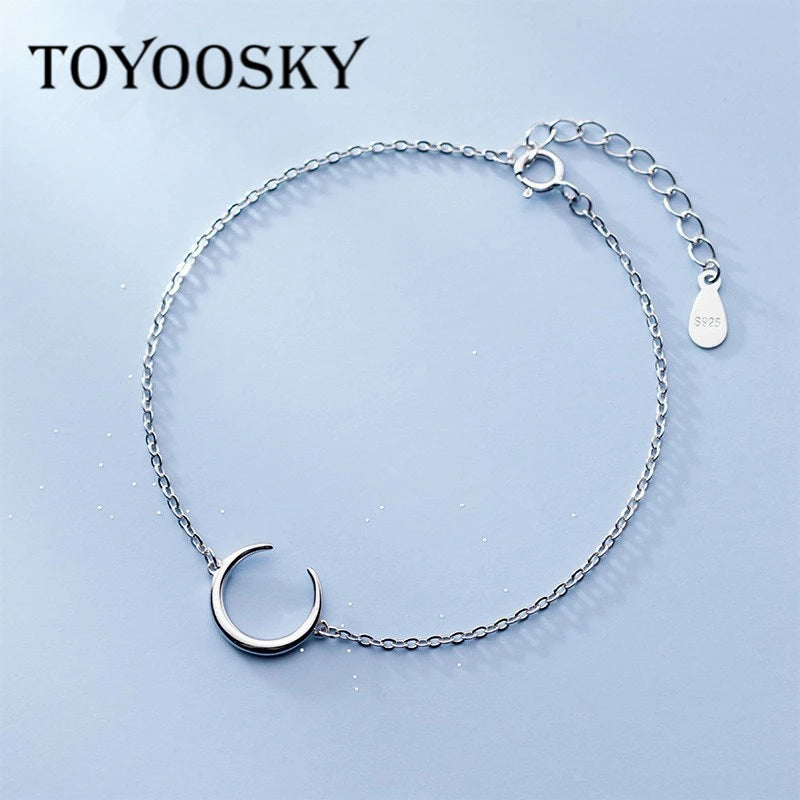 Moon Bracelet 925 Sterling Silver Women Fine Jewelry