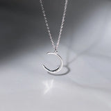 Smooth Surface Thin Moon Necklace 925 Sterling Silver Women Fine Jewelry