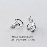 925 Silver Star Moon Cuff Ear Clip, Gothic Earring