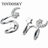 925 Silver Star Moon Cuff Ear Clip, Gothic Earring