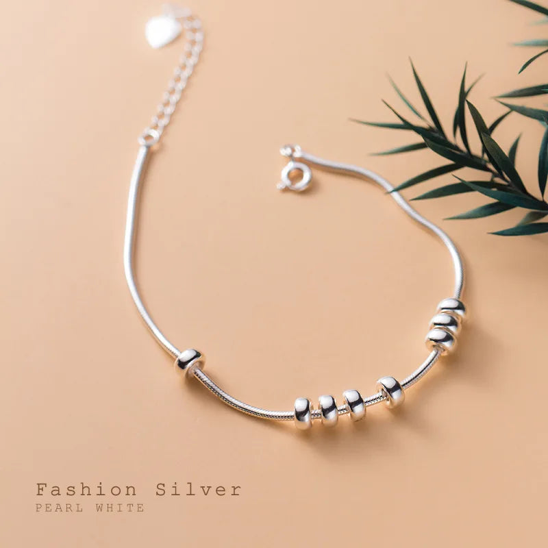 925 Silver Round Charm Bracelet for Women Jewelry Gift