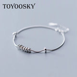 925 Silver Round Charm Bracelet for Women Jewelry Gift