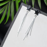 Vintage Star Tassel Dangle Earrings 925 Silver Wedding Accessories