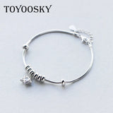 925 Silver Star Charm Bracelet with Zircon, Women's Jewelry Gift