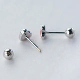 Red Heart Stud Earrings 925 Sterling Silver Ball Ear Jewelry