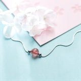 Strawberry Crystal Bead Bracelet 925 Silver Jewelry