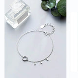 S925 Silver Crystal Hollow Round Bracelet Tassel Hand Jewelry Gift