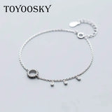 S925 Silver Crystal Hollow Round Bracelet Tassel Hand Jewelry Gift