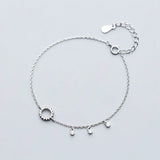S925 Silver Crystal Hollow Round Bracelet Tassel Hand Jewelry Gift