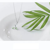 S925 Silver Leaf Necklace Green Leaves Pendant Necklace Sweet Leaves Short Chain