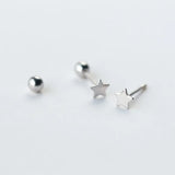 925 Silver Screw Stud Earrings Mini Minimalist Jewelry for Women Girls Kids