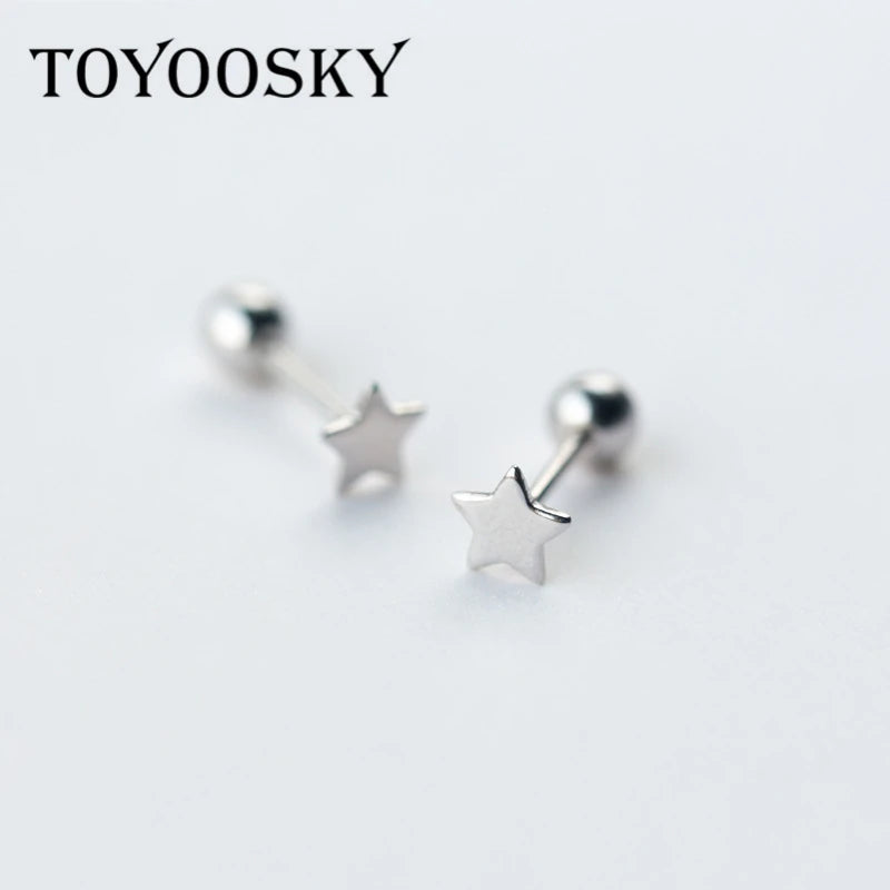 925 Silver Screw Stud Earrings Mini Minimalist Jewelry for Women Girls Kids