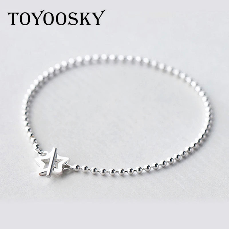 Sparkling Star Bangle Bracelet 925 Sterling Silver Charm Jewelry