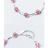 Strawberry Crystal Bracelet 925 Silver Jewelry