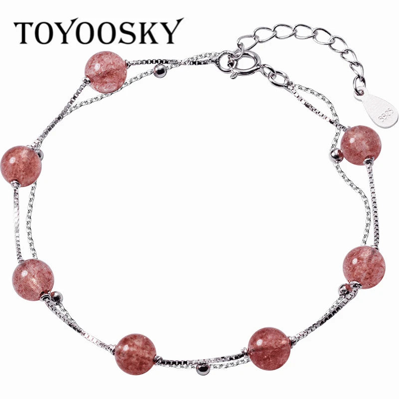 Strawberry Crystal Bracelet 925 Silver Jewelry