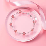 Strawberry Crystal Bracelet 925 Silver Jewelry