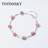 Strawberry Crystal Bracelet 925 Silver Jewelry