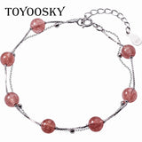 Strawberry Crystal Bracelet 925 Silver Jewelry