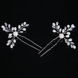 Bridal Wedding Crystal Pearl Flower Hair Pins Headpiece