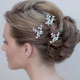 Bridal Wedding Crystal Pearl Flower Hair Pins Headpiece