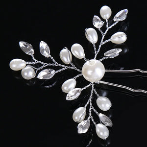 Bridal Wedding Crystal Pearl Flower Hair Pins Headpiece