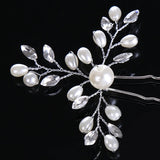 Bridal Wedding Crystal Pearl Flower Hair Pins Headpiece