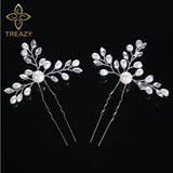 Bridal Wedding Crystal Pearl Flower Hair Pins Headpiece