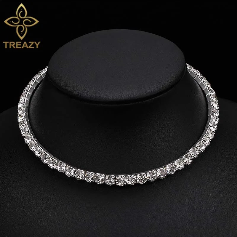 Bridal Crystal Rhinestone Choker Necklace Wedding Accessories