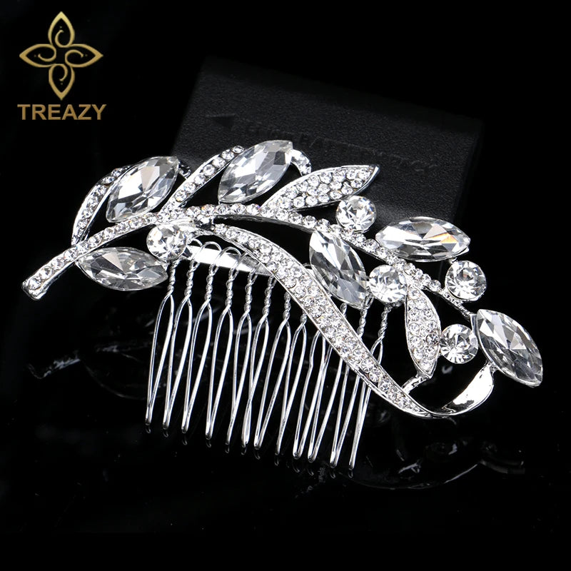 Crystal Wedding Hair Accessories Silver Floral Bridal Hair