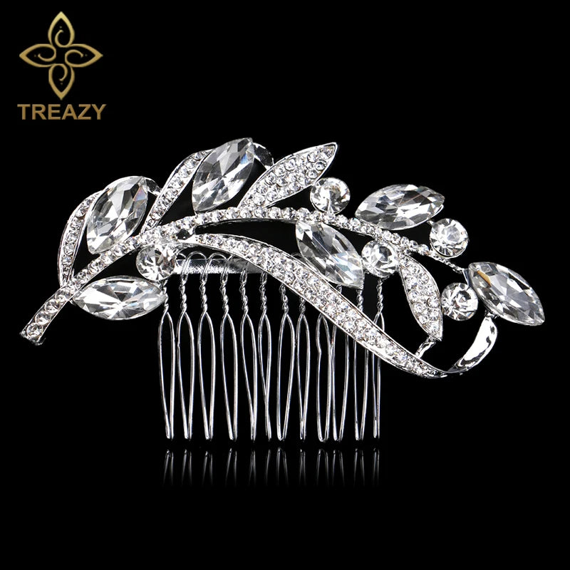 Crystal Wedding Hair Accessories Silver Floral Bridal Hair
