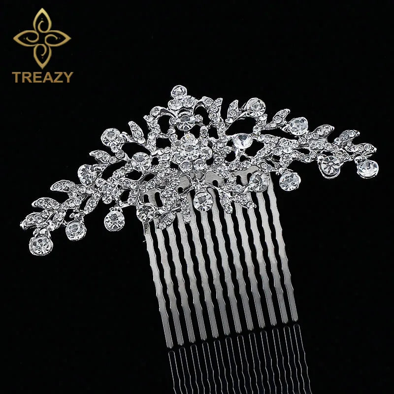 Crystal Wedding Hair Accessories Silver Floral Bridal Hair
