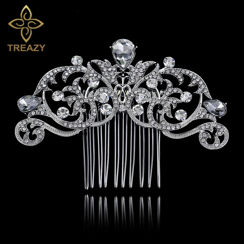 Crystal Wedding Hair Accessories Silver Floral Bridal Hair