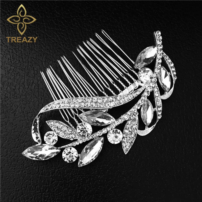 Floral Wedding Hair Accessories Crystal Bridal Hair Combs