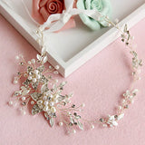 Bridal Hair Accessories Tiara Headband Pearl Crystal Flower Headband