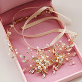 Bridal Hair Accessories Tiara Headband Pearl Crystal Flower Headband