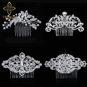 Pearl Crystal Floral Bridal Hair Combs Wedding Hair Jewelry