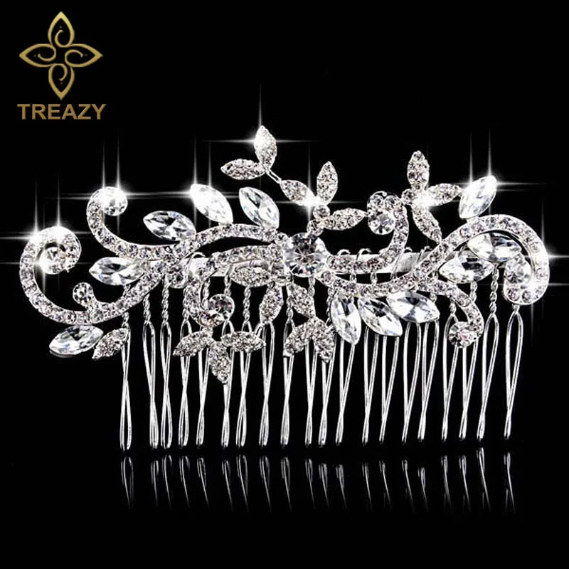Pearl Crystal Floral Bridal Hair Combs Wedding Hair Jewelry