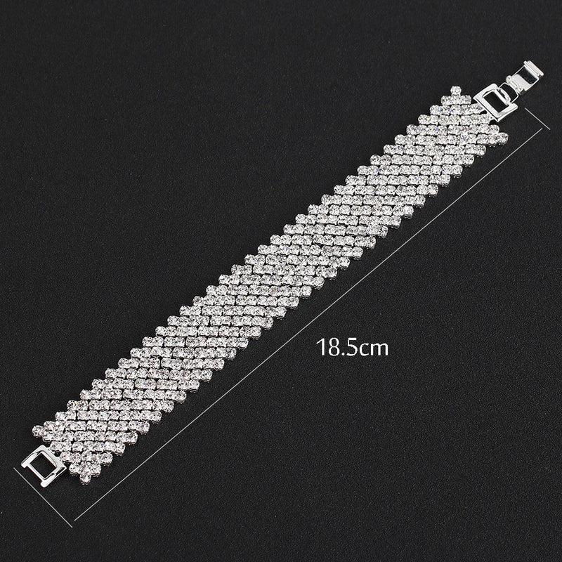 Silver Rhinestone Bracelet for Women Bridal Prom Jewelry