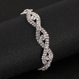 Silver Rhinestone Bracelet for Women Bridal Prom Jewelry
